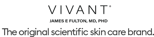 VIVANT® logo and tagline showcasing the brand as the original scientific skin care innovator founded by Dr. James E. Fulton.